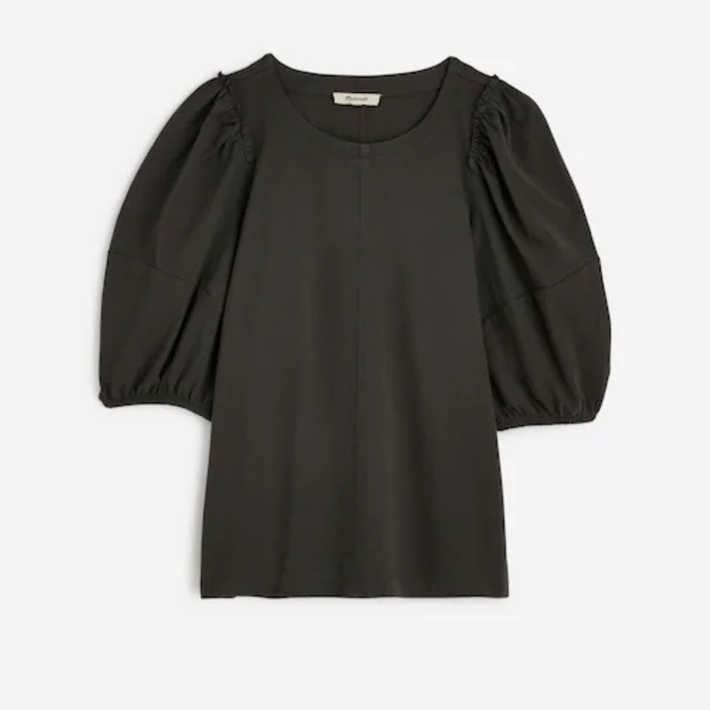 Madewell Olive Green Puff Sleeve Top